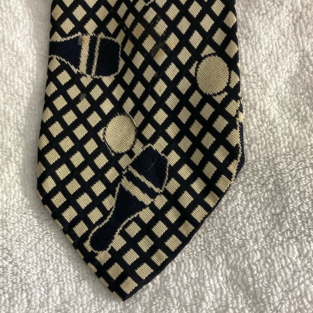 Vintage  Black and Tan Geometric Pattern Tie for the bowling fan